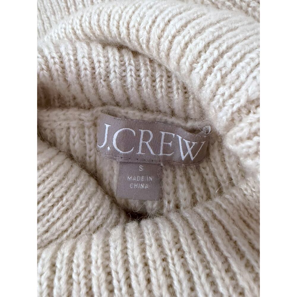 J. CREW Cropped Puff-Sleeve Turtleneck Sweater Women’s S Cream Beige Alpaca Wool - Picture 3 of 7